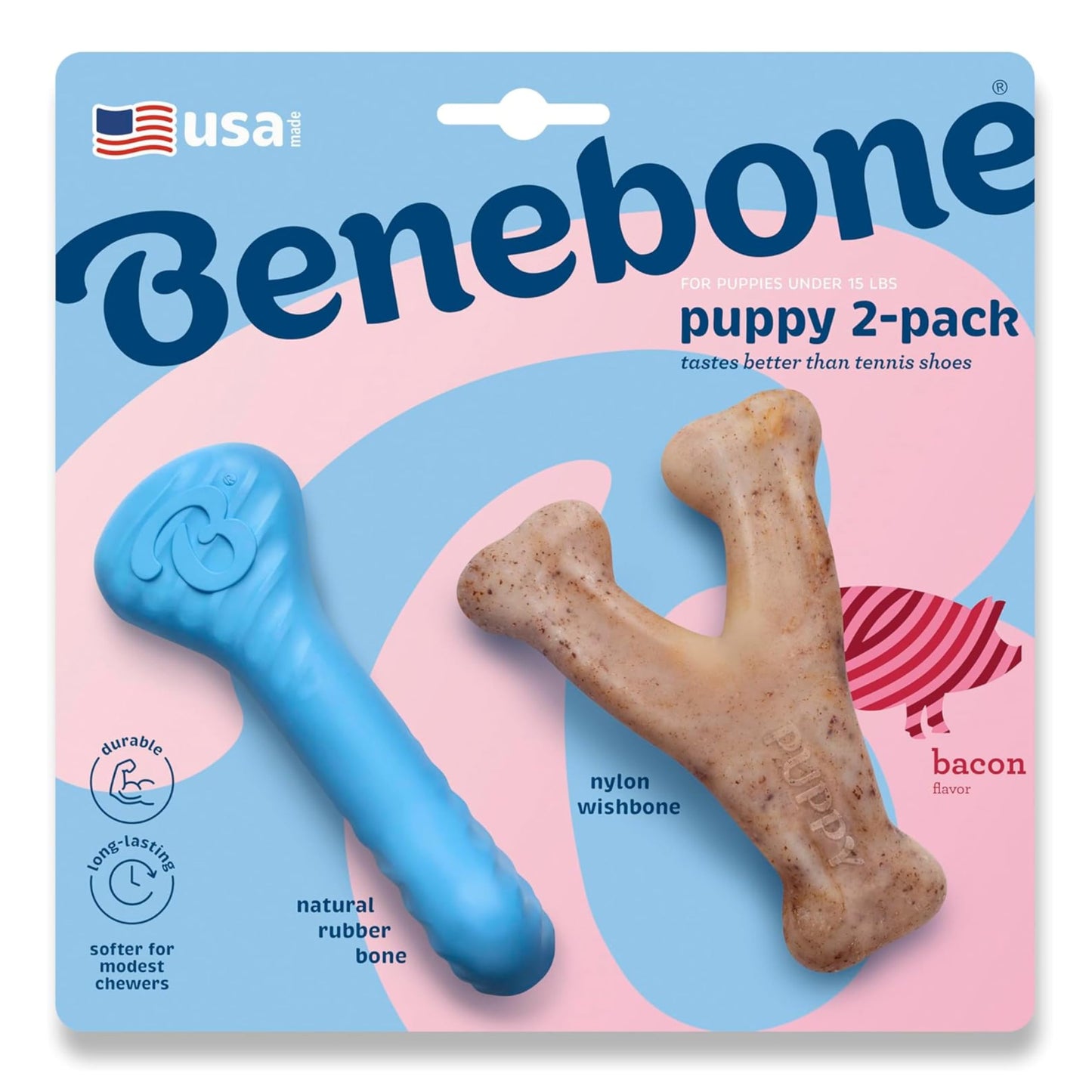 Puppy Pack - Natural rubber bone & Wishbone bacon