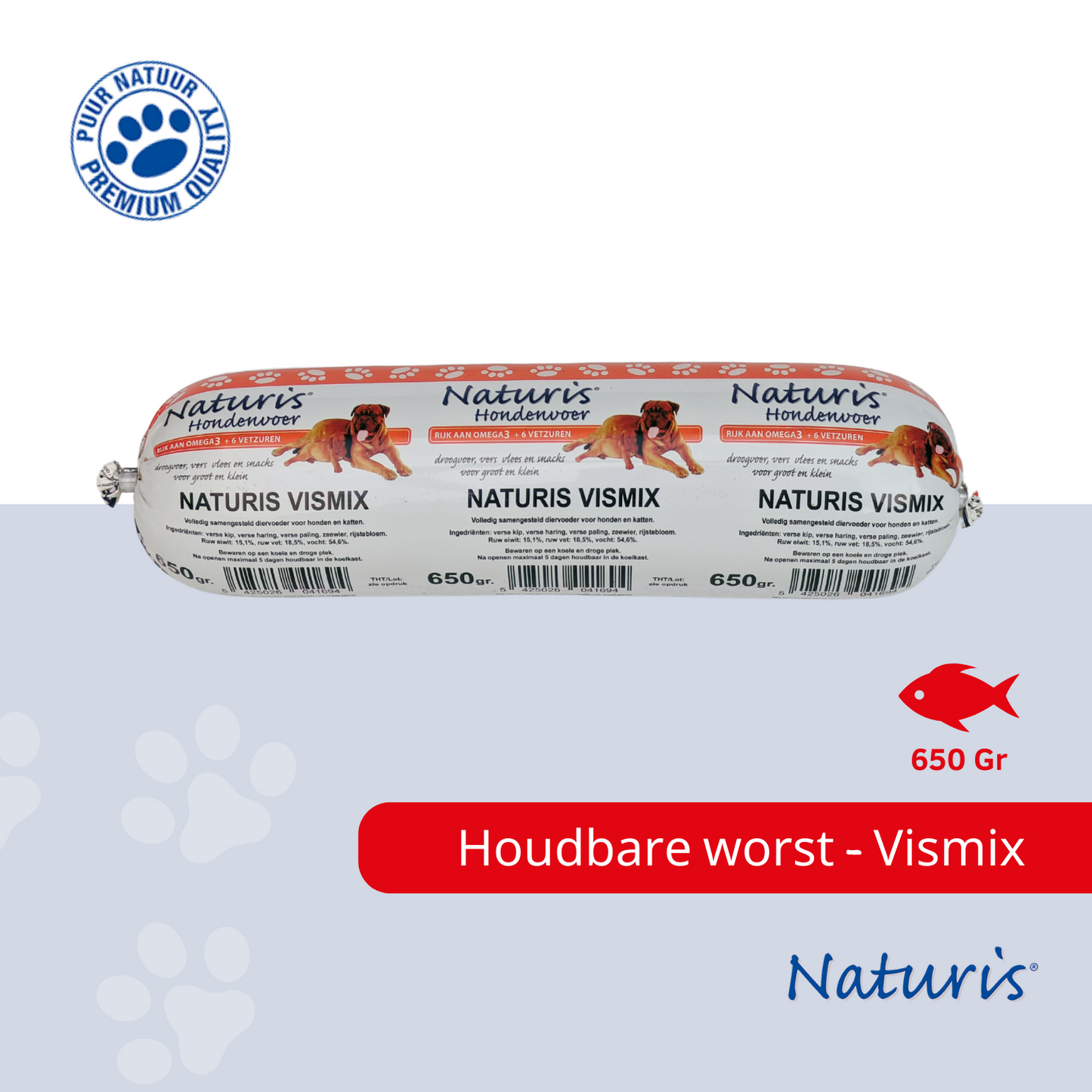 Naturis long-life sausage Fish mix 650 gr