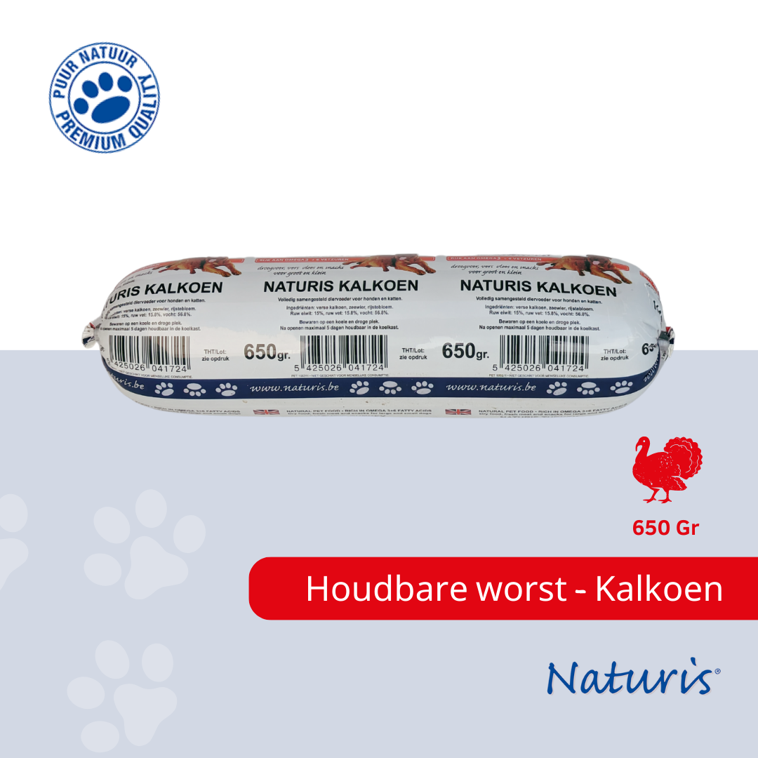 Naturis houdbare worst Kalkoen 12 x 650gr
