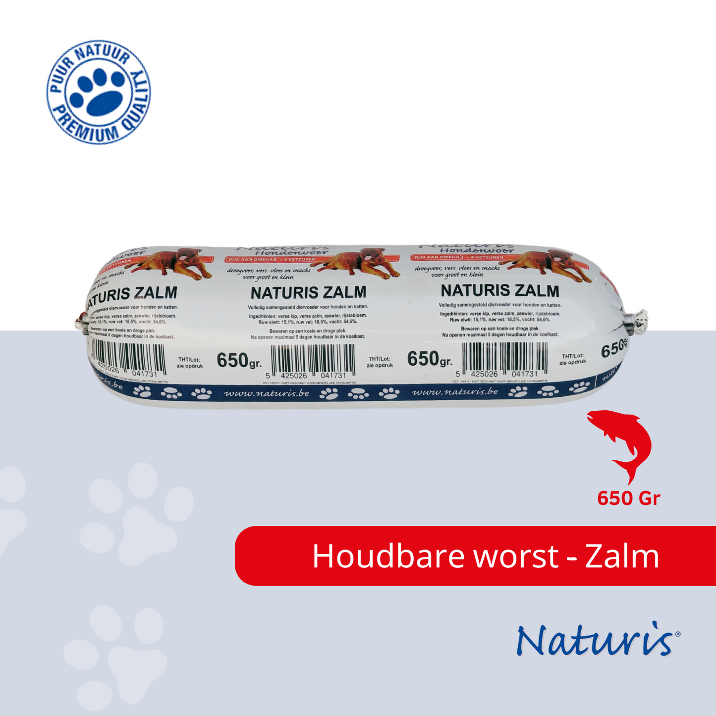 Saucisson longue conservation Naturis Saumon 650 gr x 12