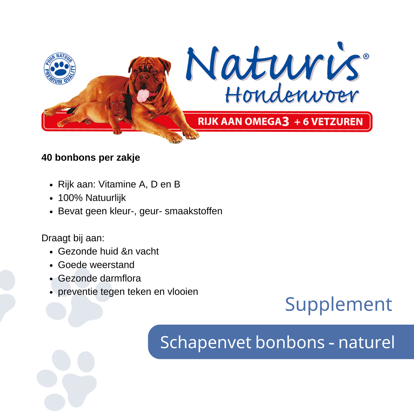 Naturis Schapenvet bonbons Natuur - 40 stuks