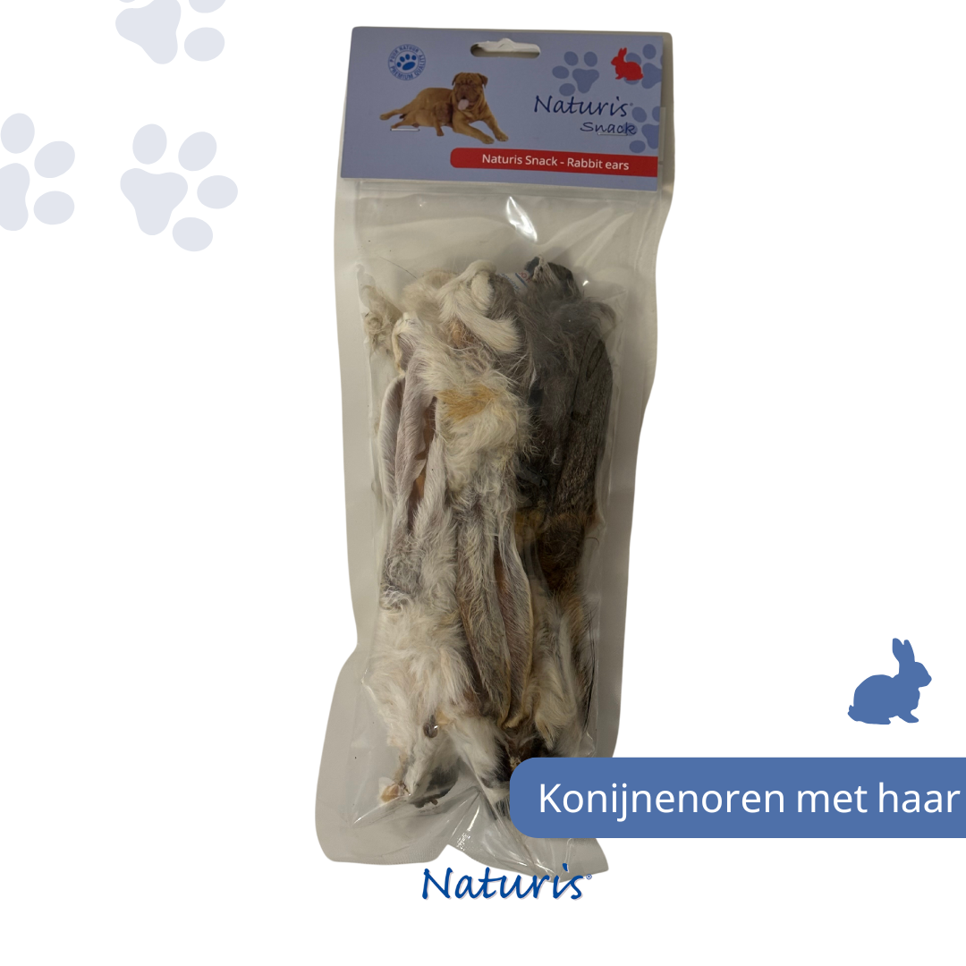 Konijnenoren met haar - 500gr