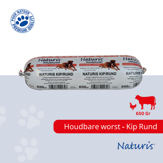 Naturis houdbare worst Kip/rund 650 gr