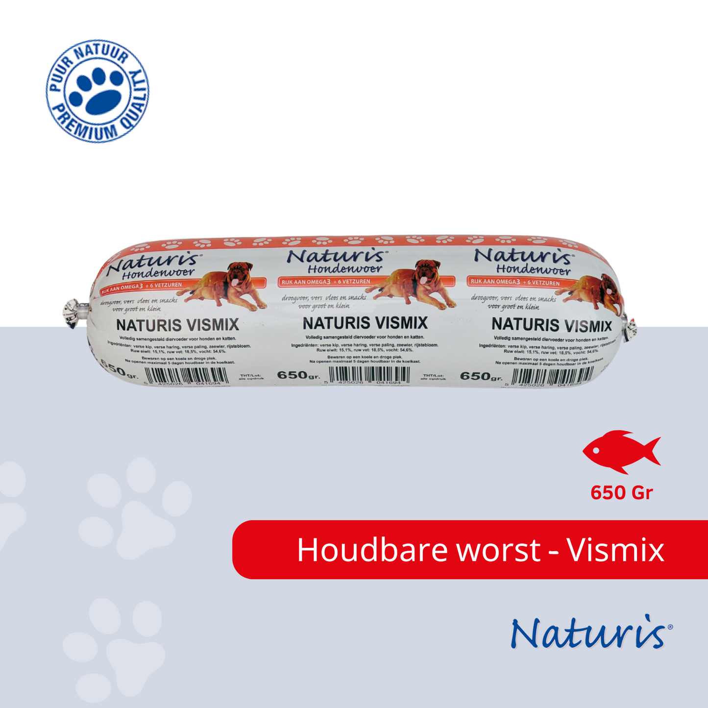 Naturis houdbare worst Vismix 650 gr x 12