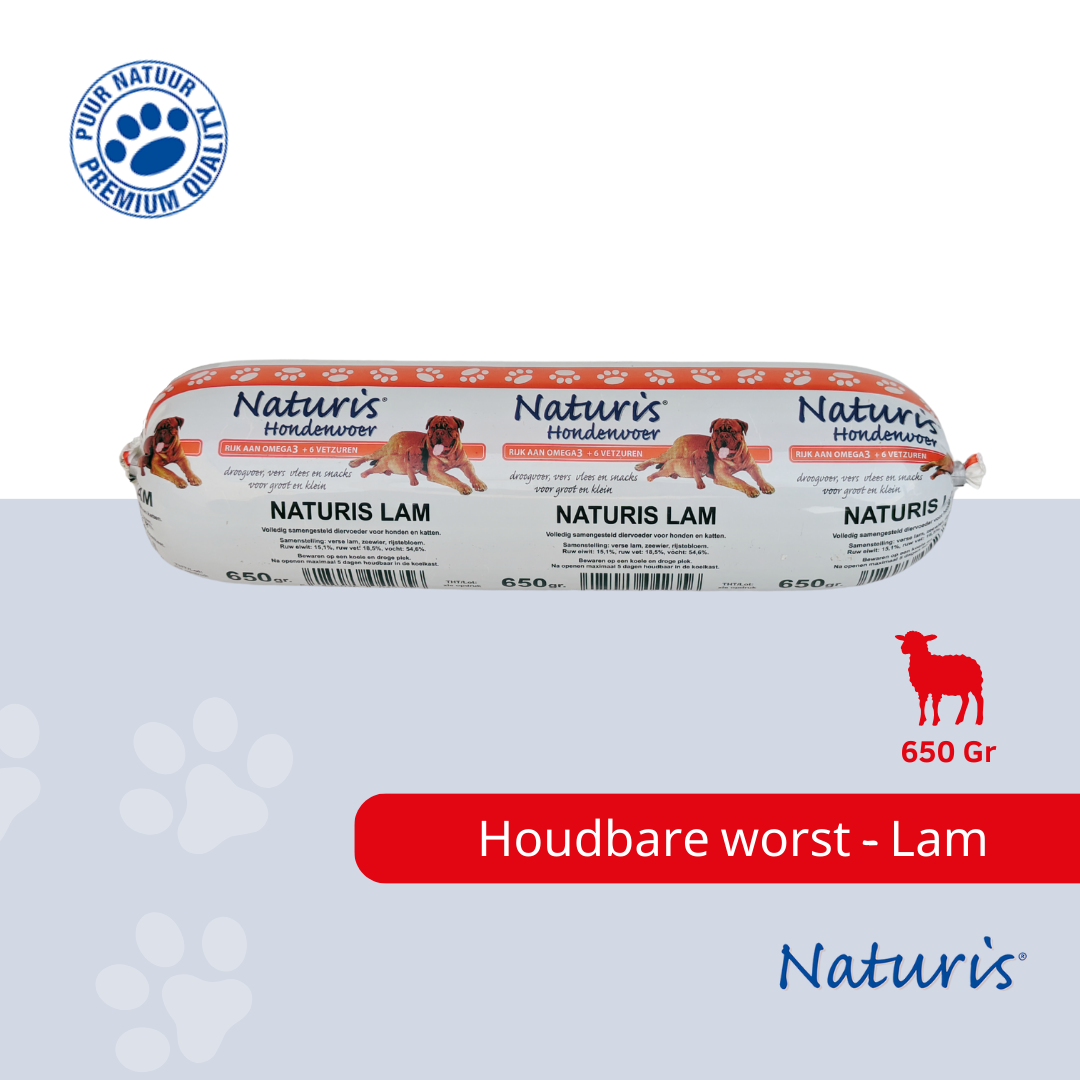 Naturis houdbare worst Lam 650 gr x 12