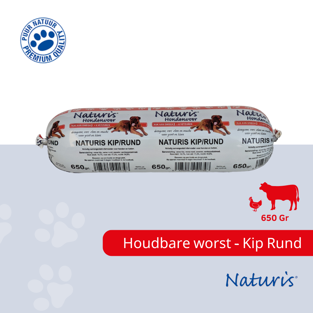 Naturis houdbare worst Kip/rund 650 gr x 12