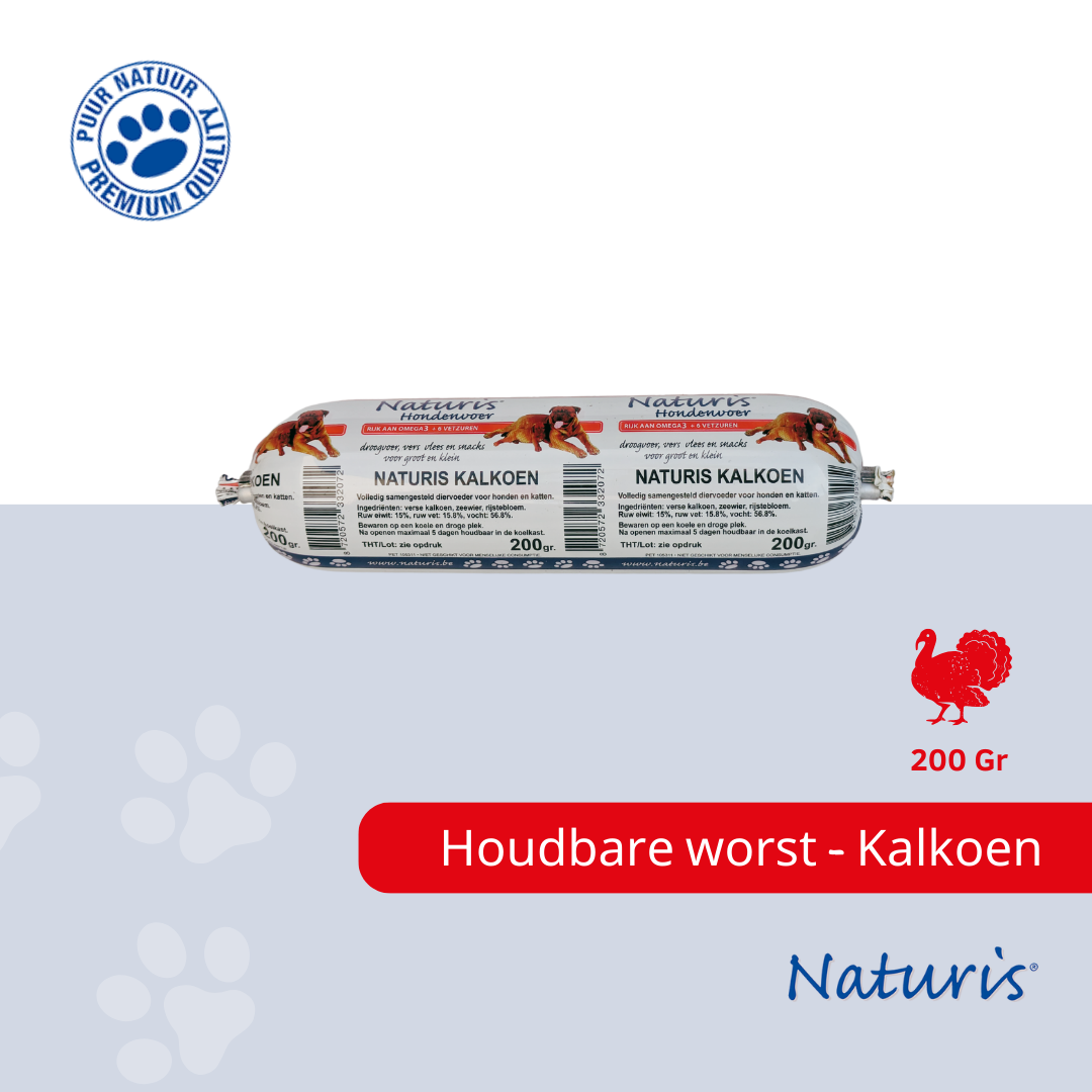 Naturis houdbare worst Kalkoen 200gr