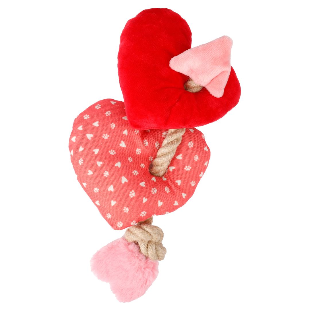 Knuffel Lieve Hart met touw Rood